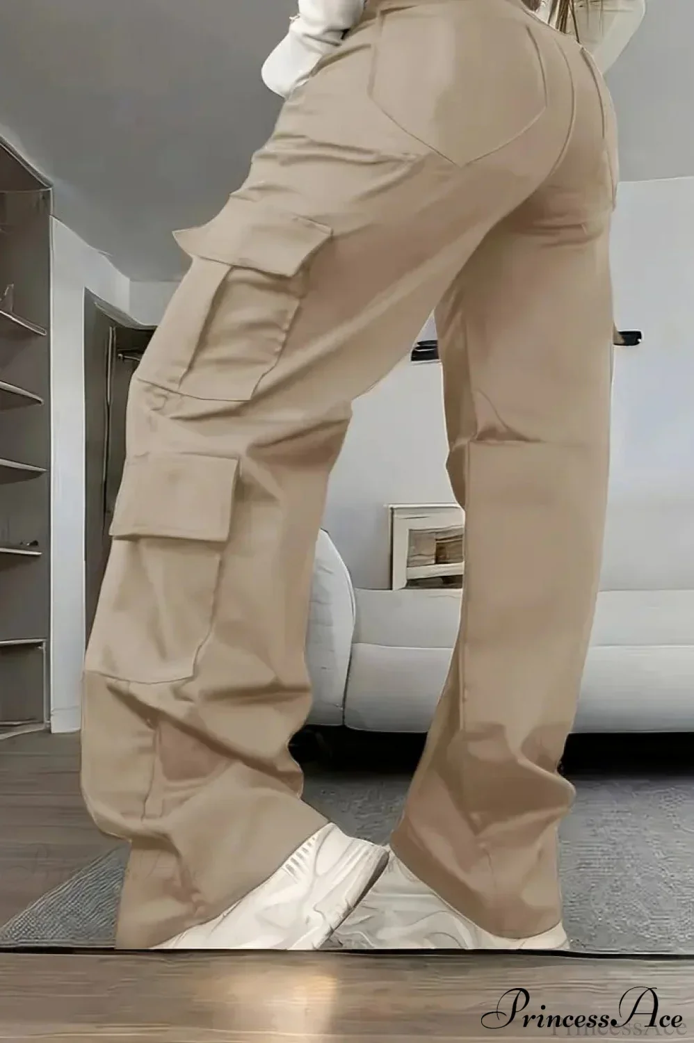 Apricot Loose Straight Cargo Pants - Image 3