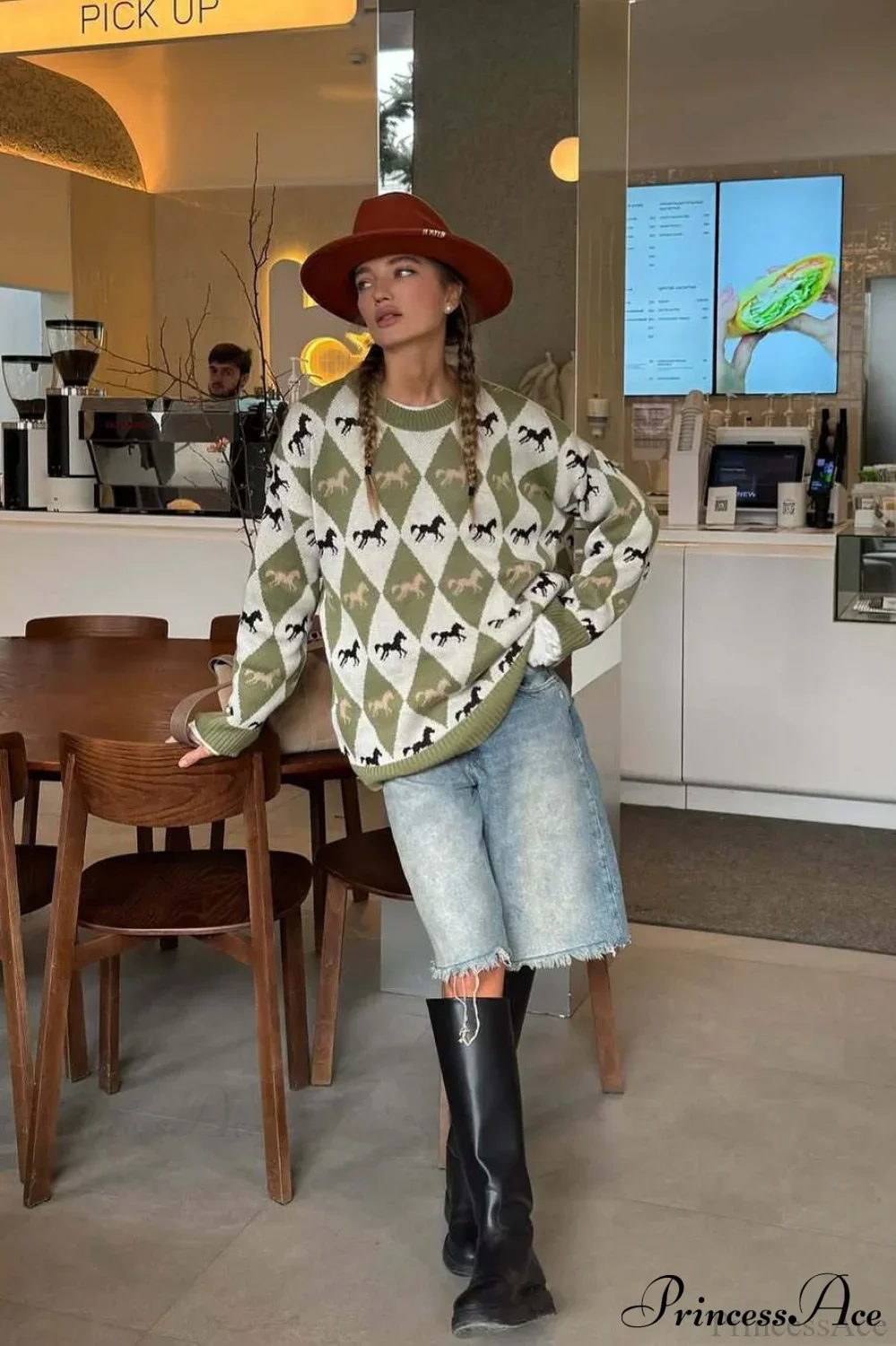 Argyle Colorblock Chillax Crew Neck Pullover Sweater - Image 4