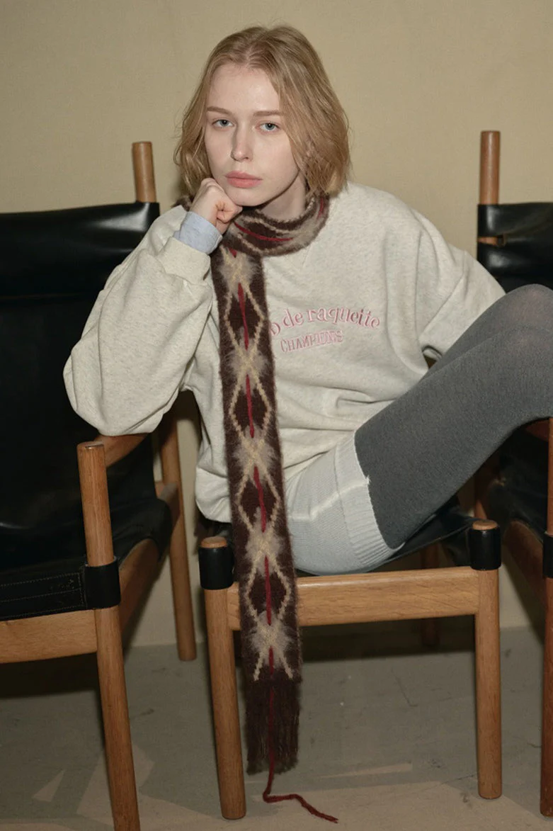 Argyle Knitted Slim Brushed Scarf - Image 2