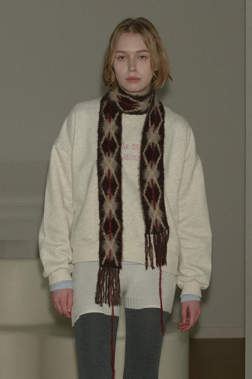 Argyle Knitted Slim Brushed Scarf - Image 3