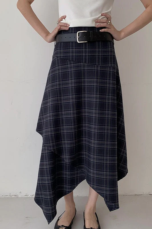 Asymmetric Plaid Midi Skirt - Image 7