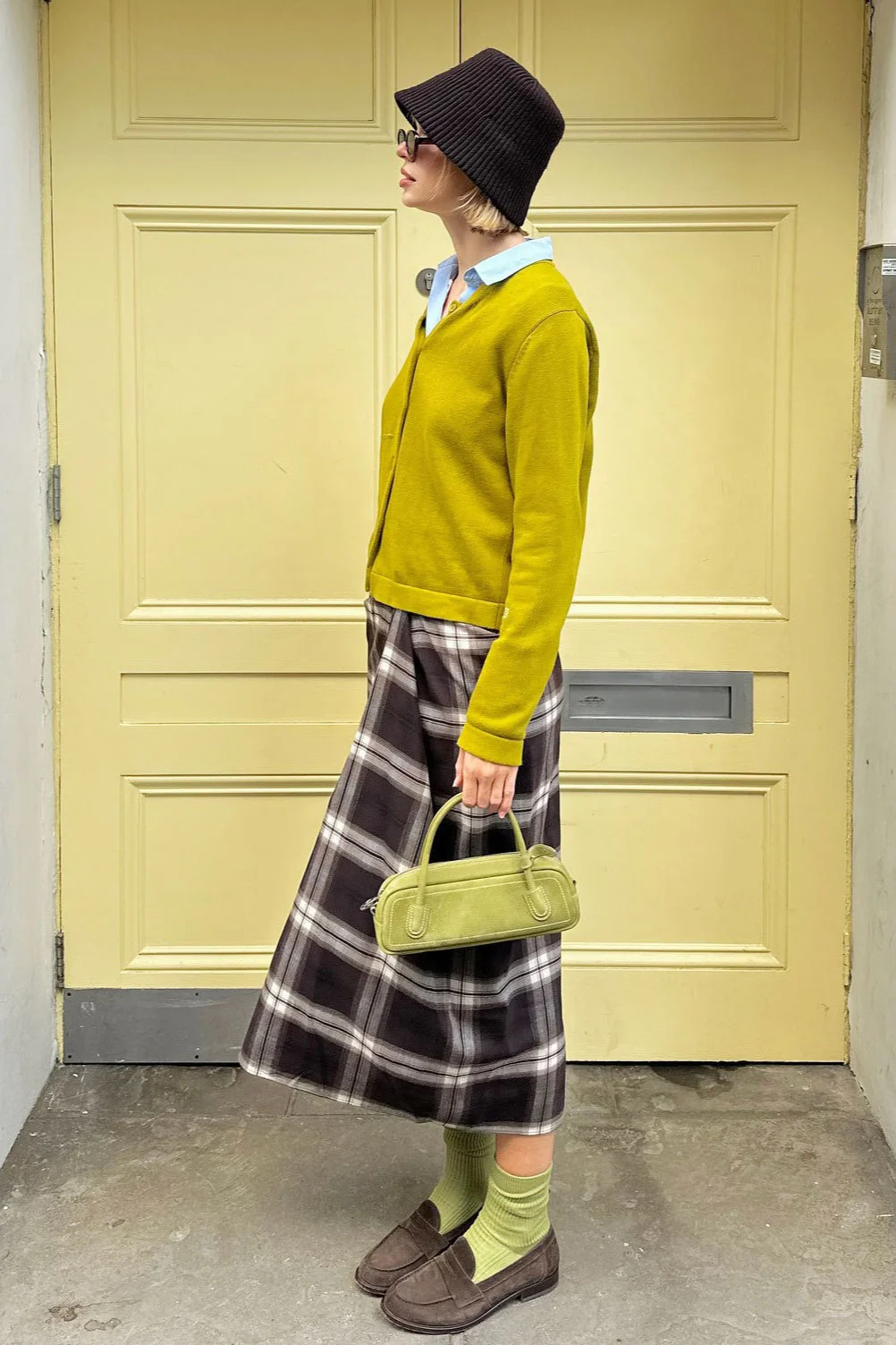 Asymmetric Straight Plaid Skirt - Image 8