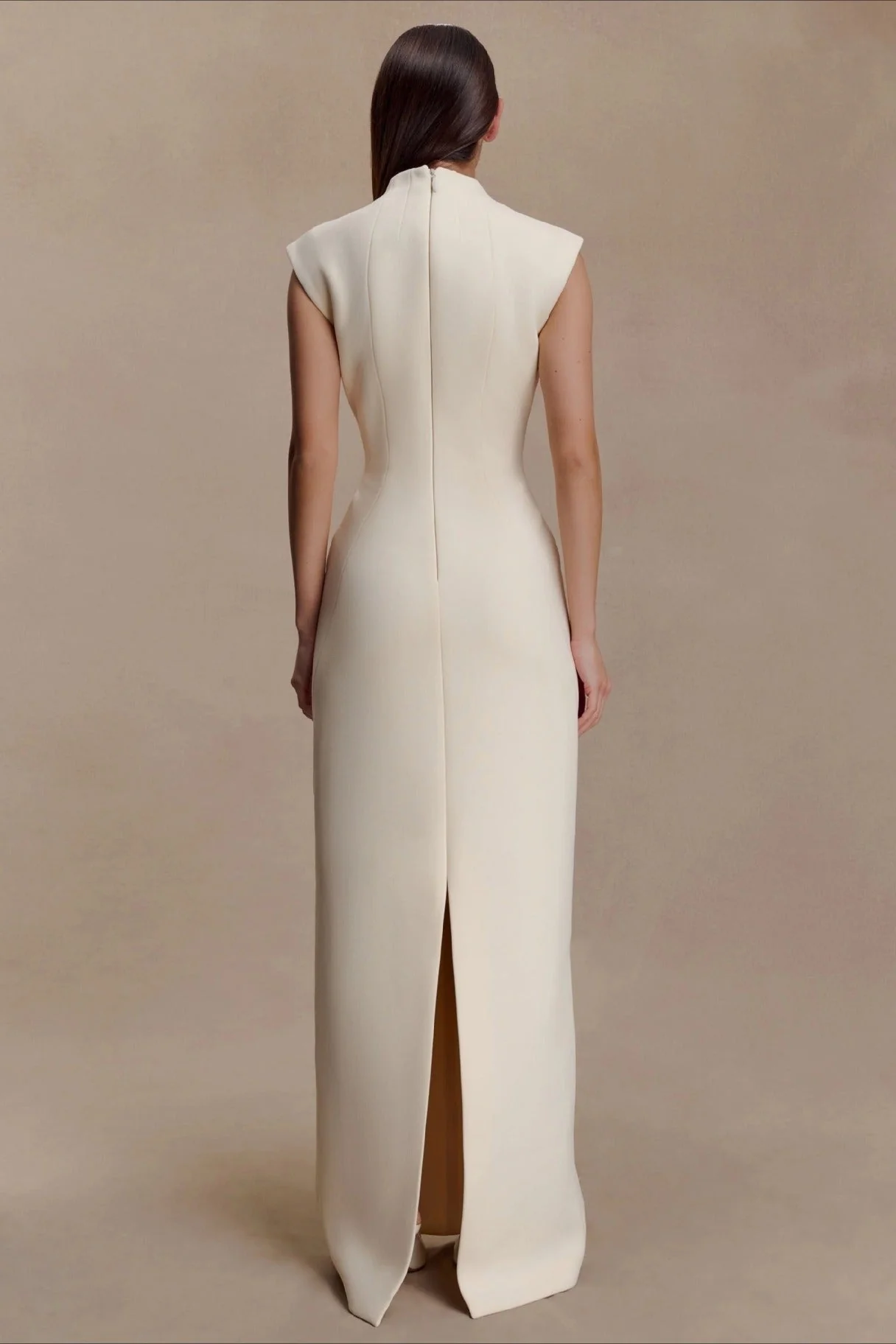Asymmetrical Cutout Metal Trim Ruched Elegant Maxi Dress - Image 5