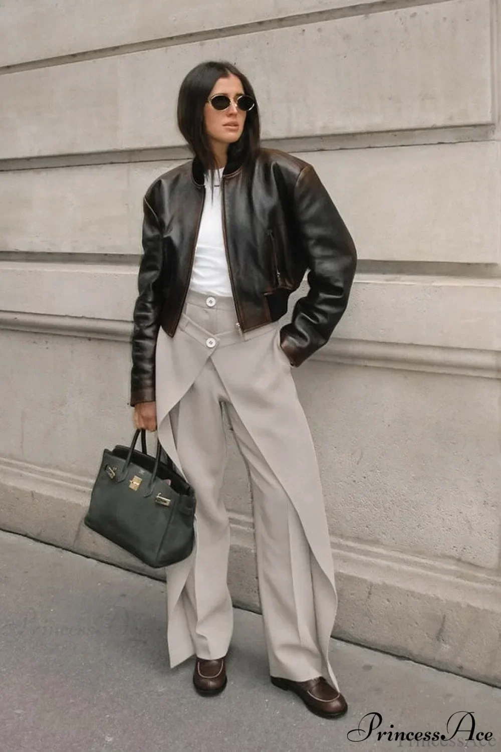 Asymmetrical High Waist Wide Leg Tailored Pants - Image 3