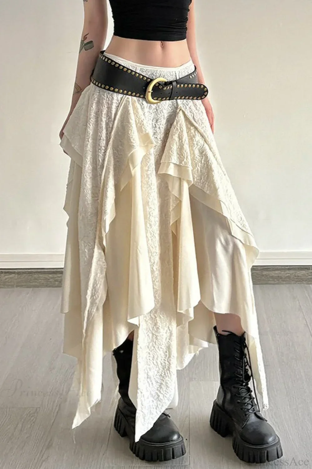 Asymmetrical Lace Bodycon Maxi Skirt - Image 2