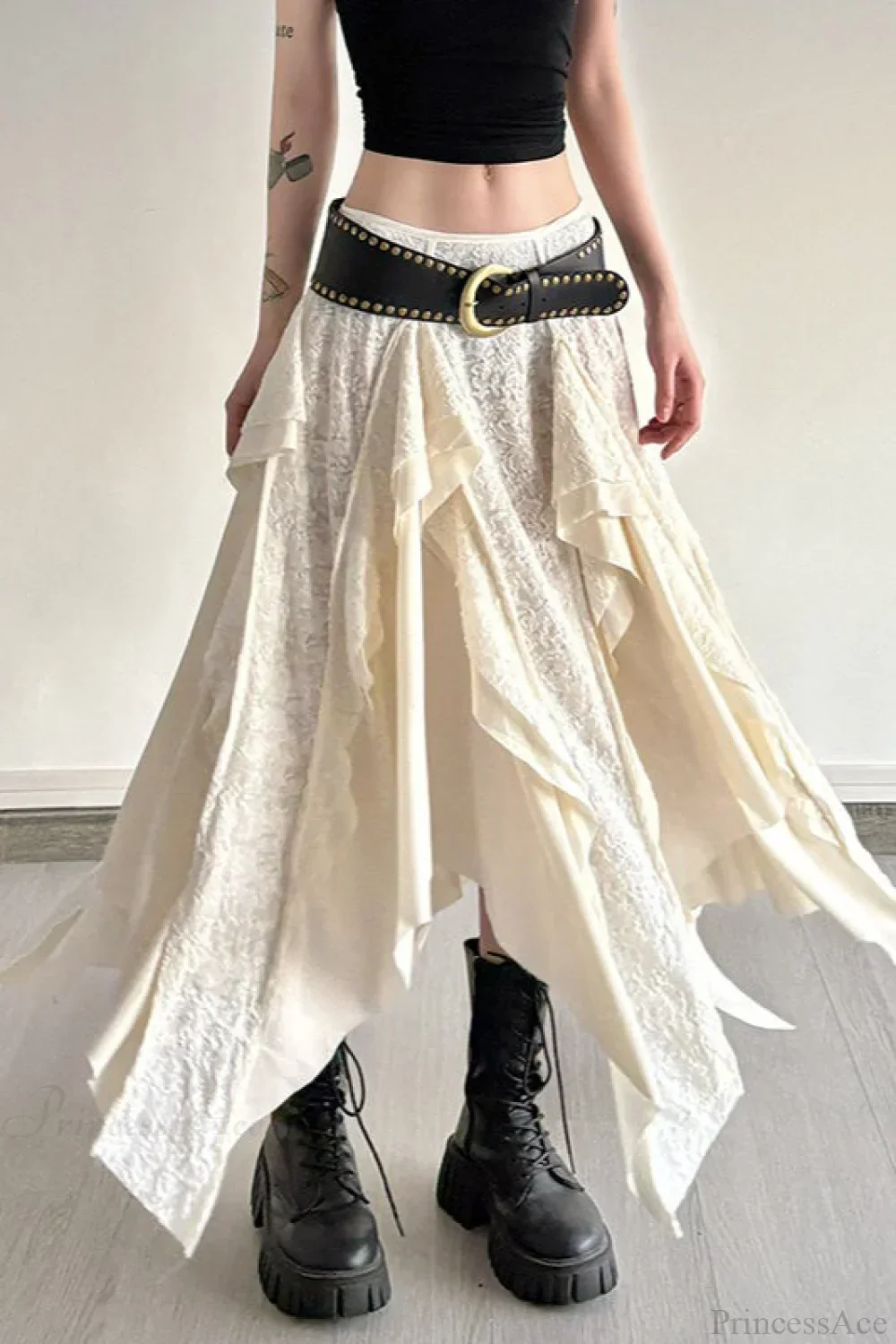 Asymmetrical Lace Bodycon Maxi Skirt - Image 3