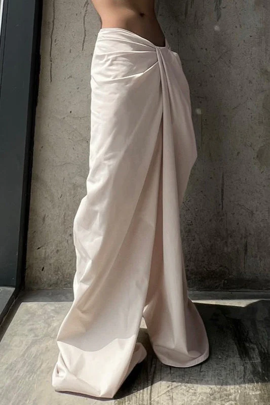 Asymmetrical Twist Solid Wide Leg Pants - Image 4