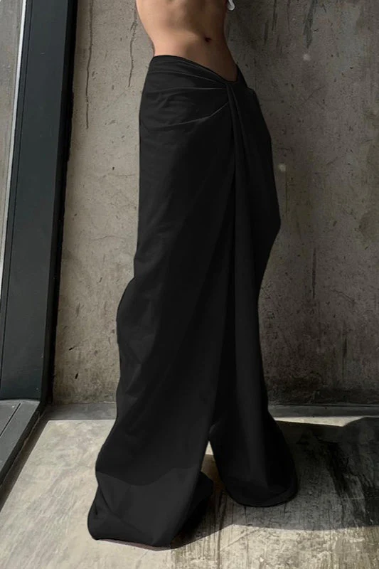 Asymmetrical Twist Solid Wide Leg Pants - Image 8