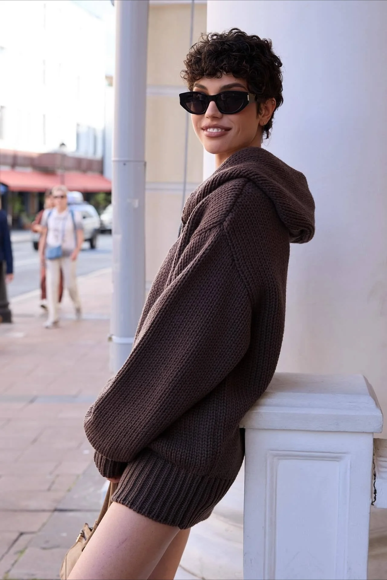 Vintage Asymmetrical Zipper Solid Loose Comfort Sweater - Image 4