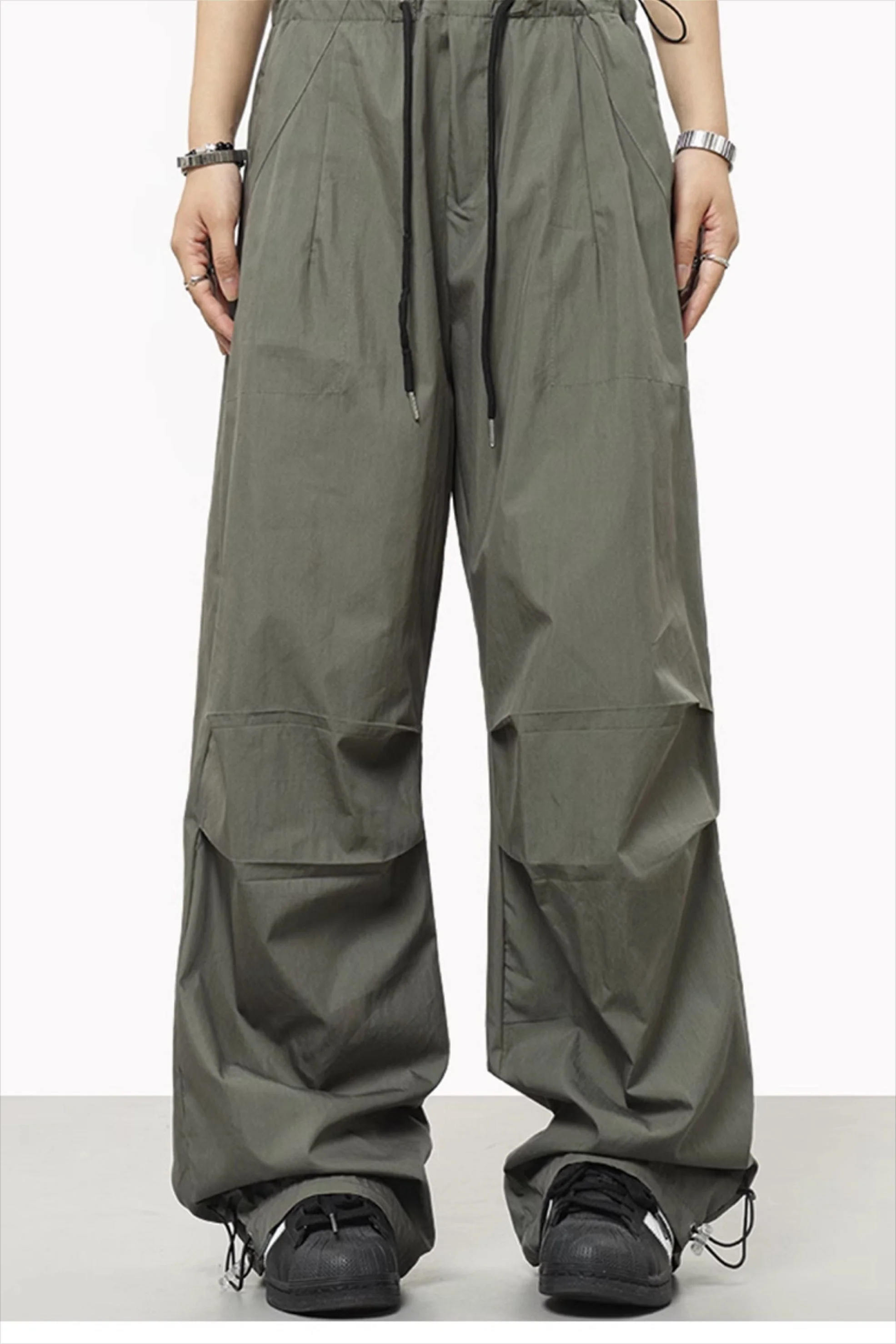 Athletic Casual Solid Drawstring Elastic Waist Pants - Image 3