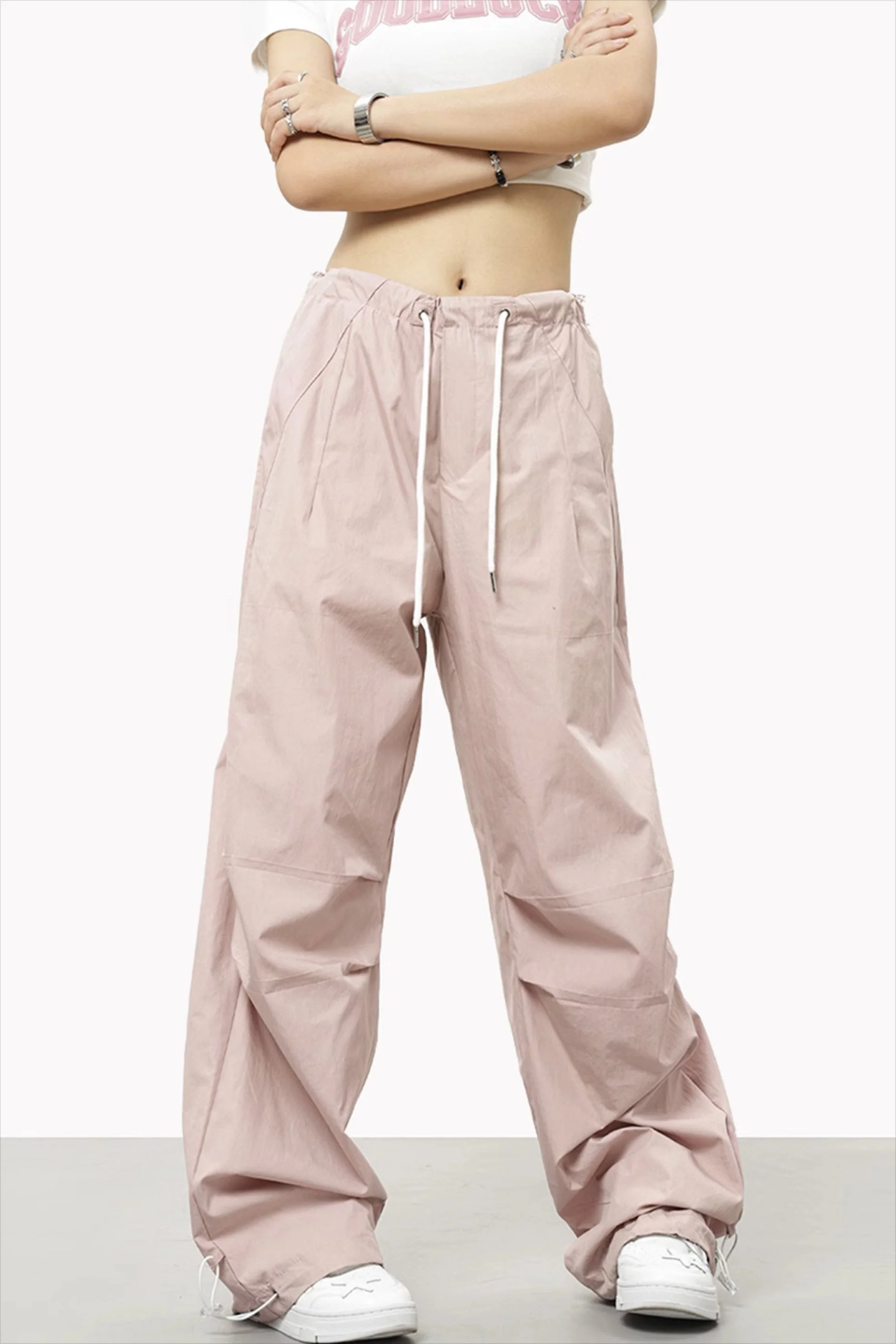 Athletic Casual Solid Drawstring Elastic Waist Pants - Image 5