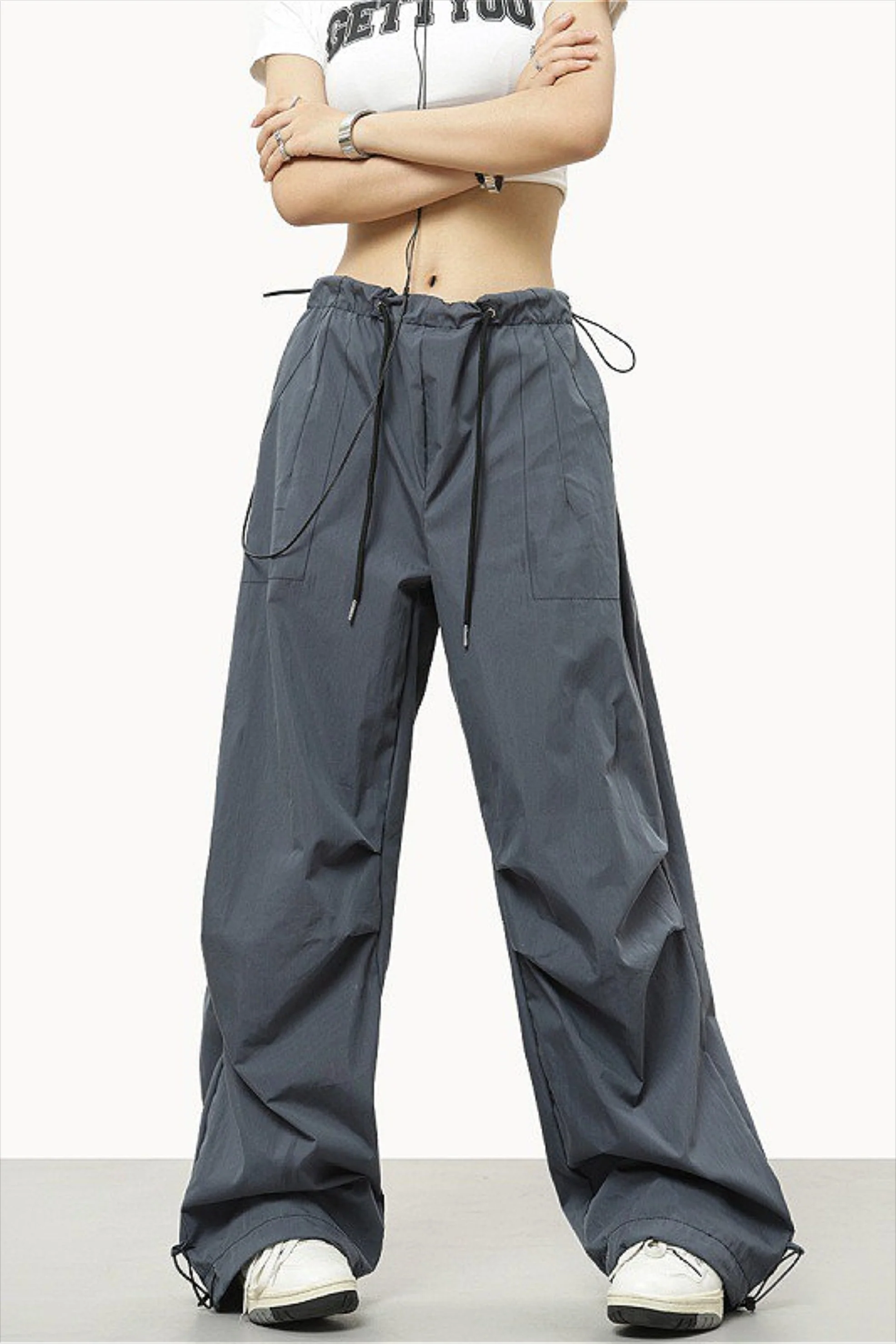 Athletic Casual Solid Drawstring Elastic Waist Pants - Image 6