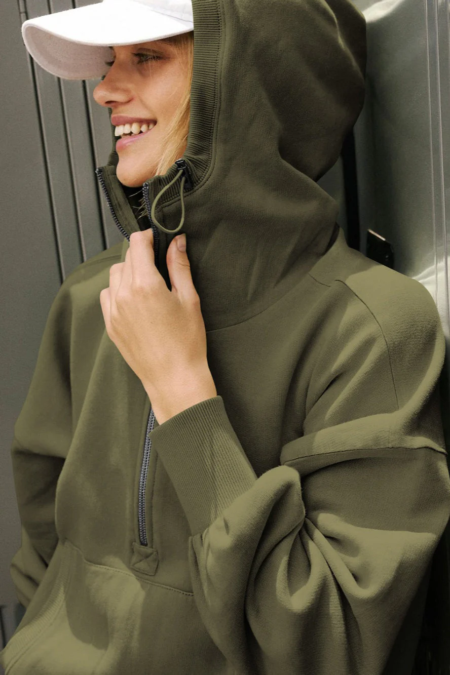 Athletic Cropped Solid Zipper Sweatshirt - Image 3