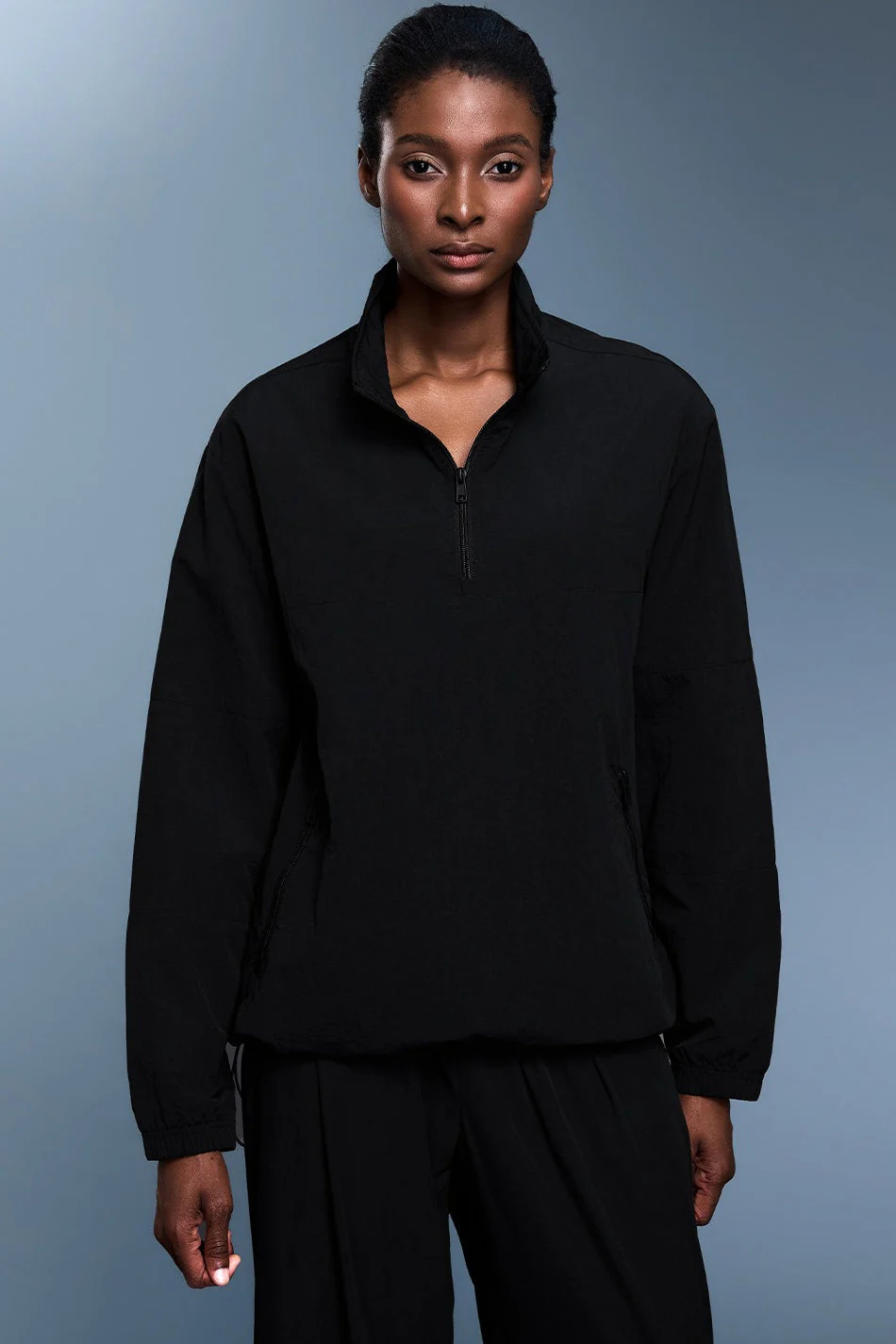 Athletic Half-Zip Solid Loose Sweatshirt - Image 4