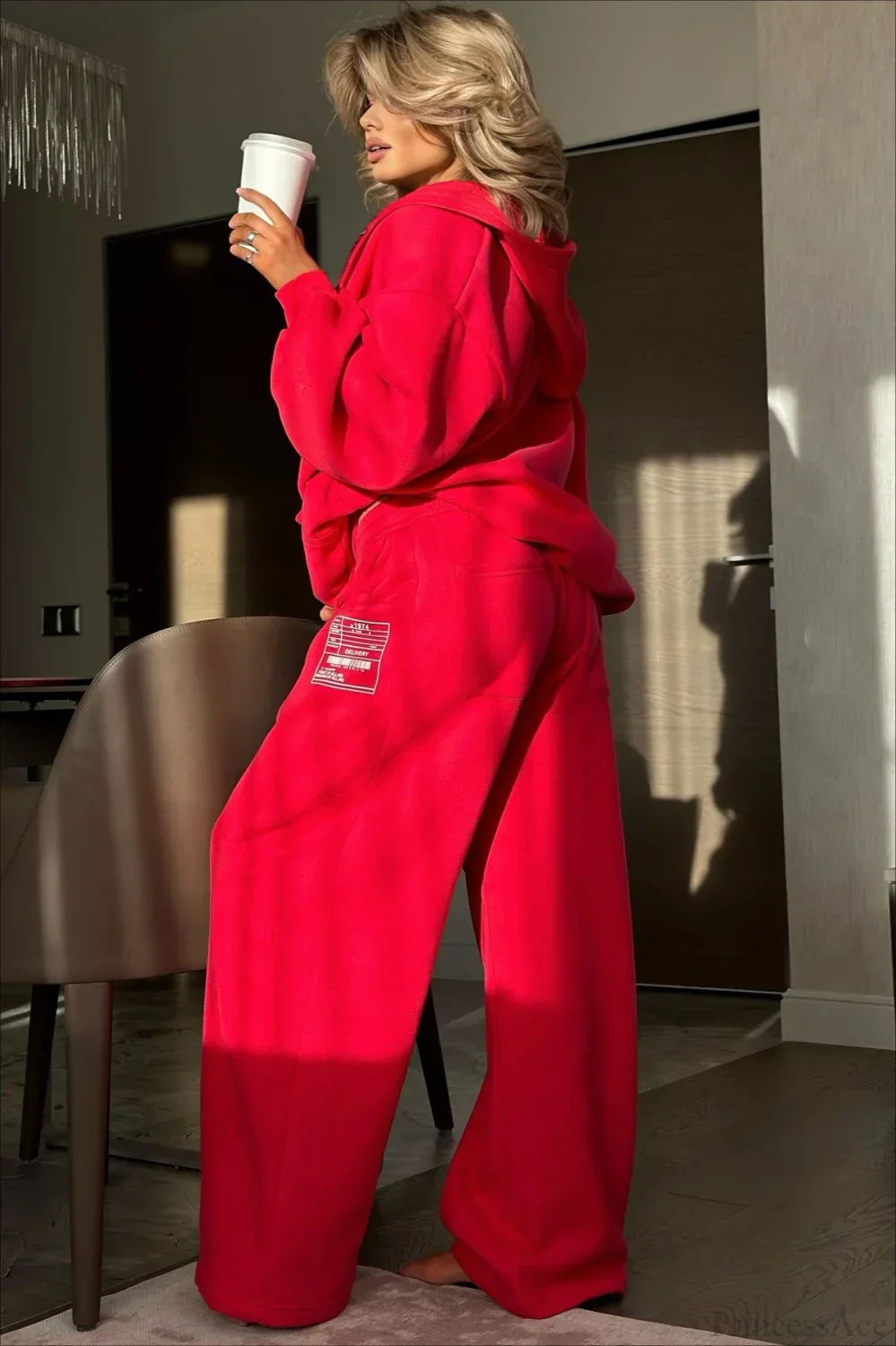 Athletic Hooded Zipper Oversized Casual Two Piece Set - Image 6