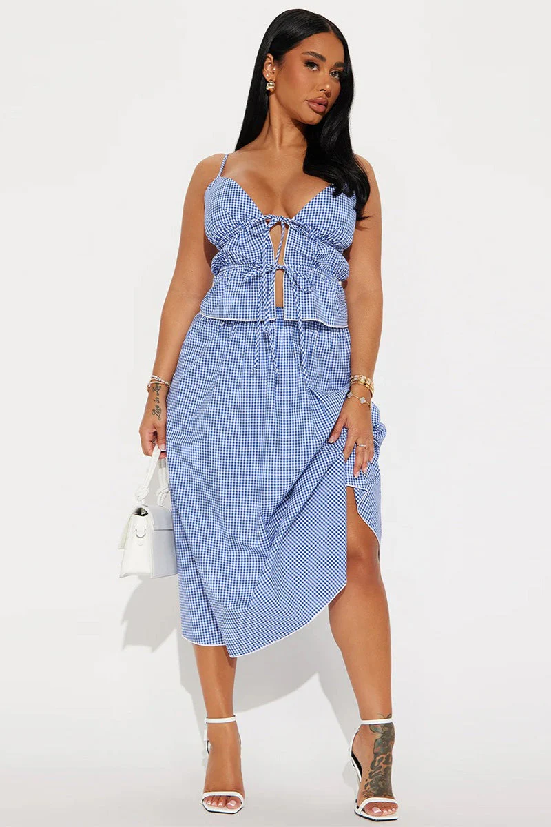 Backless Crop Top Lace - up Bandage Skirt Set - Image 4