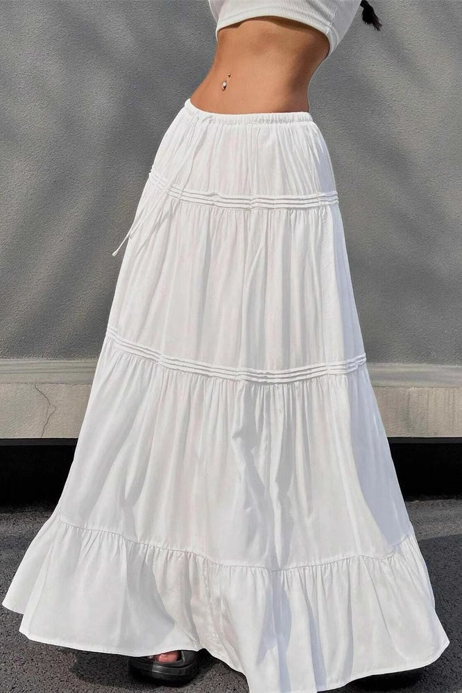 Ballet Gentle White Low Waist A Line Maxi Skirt - Image 4