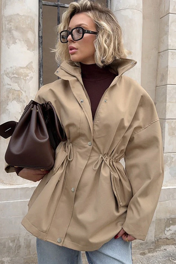 Barnfit Midi Drawstring Trench Coat - Image 2