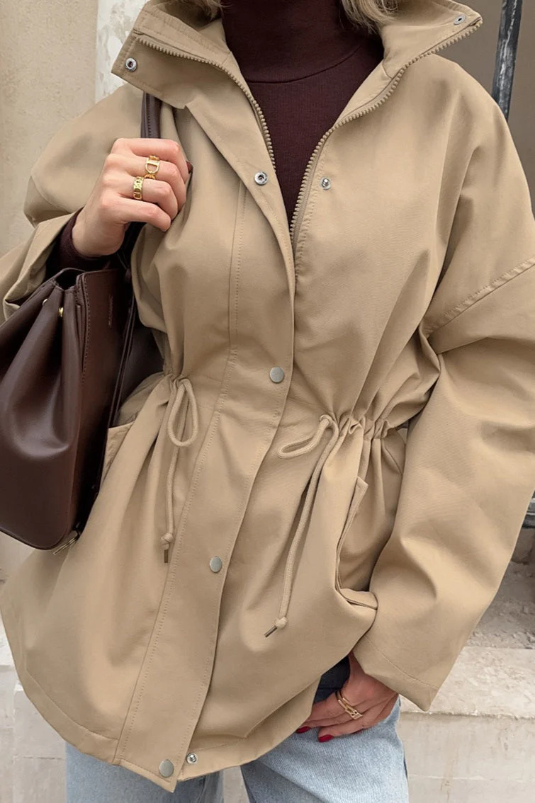Barnfit Midi Drawstring Trench Coat - Image 3