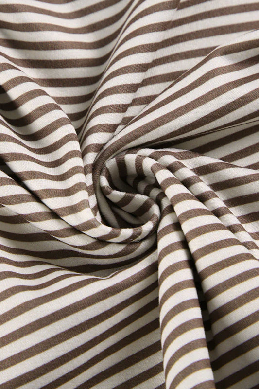 Basic Crew Neck Backless Striped Fitted Knit Blouse - Image 8