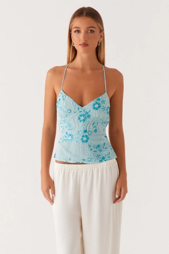 Beaded Exquisite Heavy Work One-Piece Cami Top - Image 4
