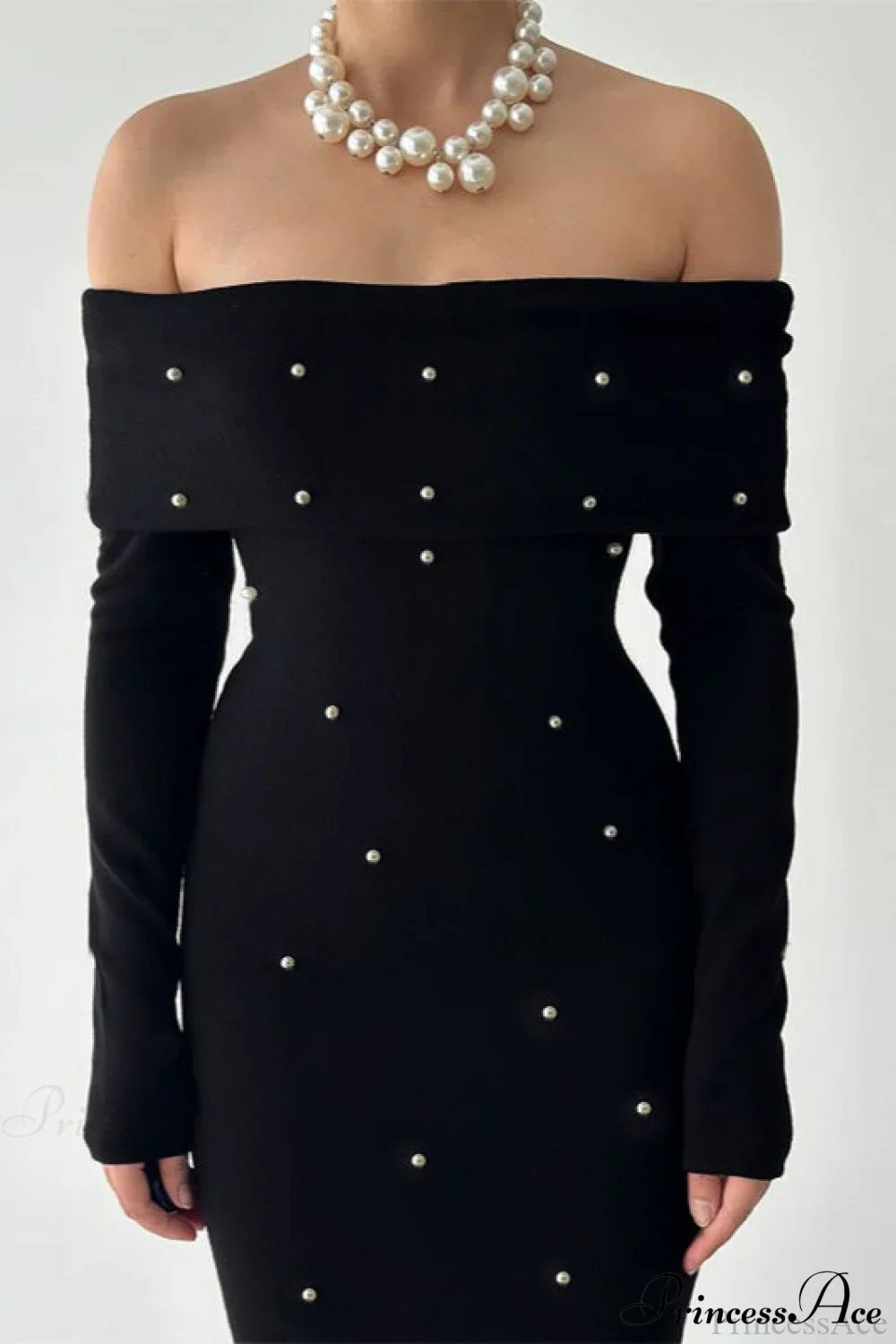 Beaded Off Shoulder Backless Long Party Dress - Image 5
