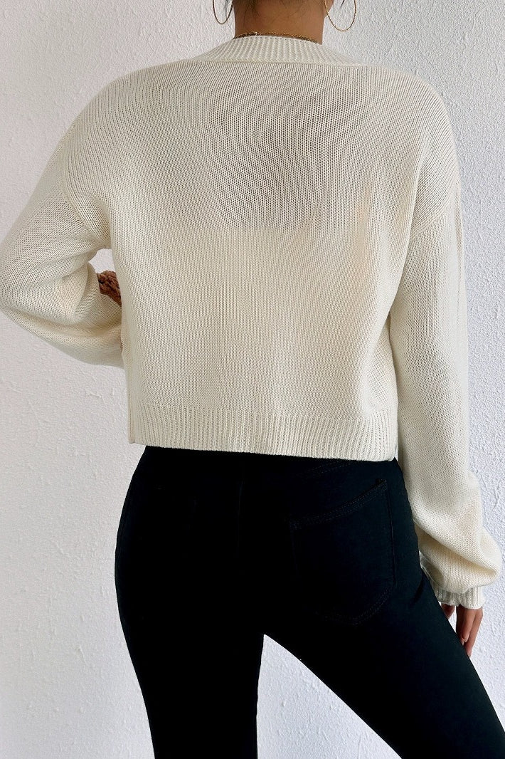 Bear Embroidery Short Cardigan - Image 5