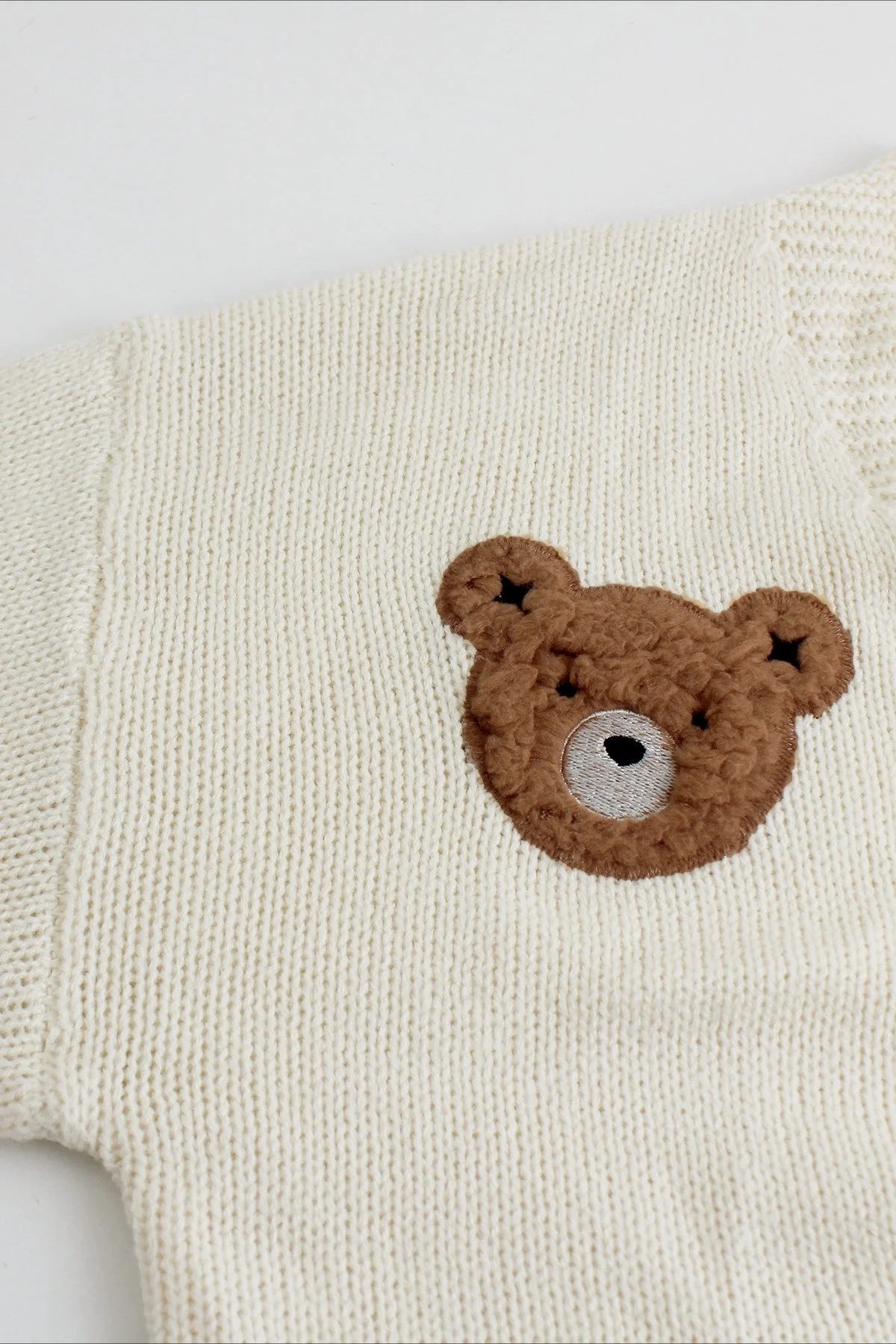Bear Embroidery Short Cardigan - Image 8