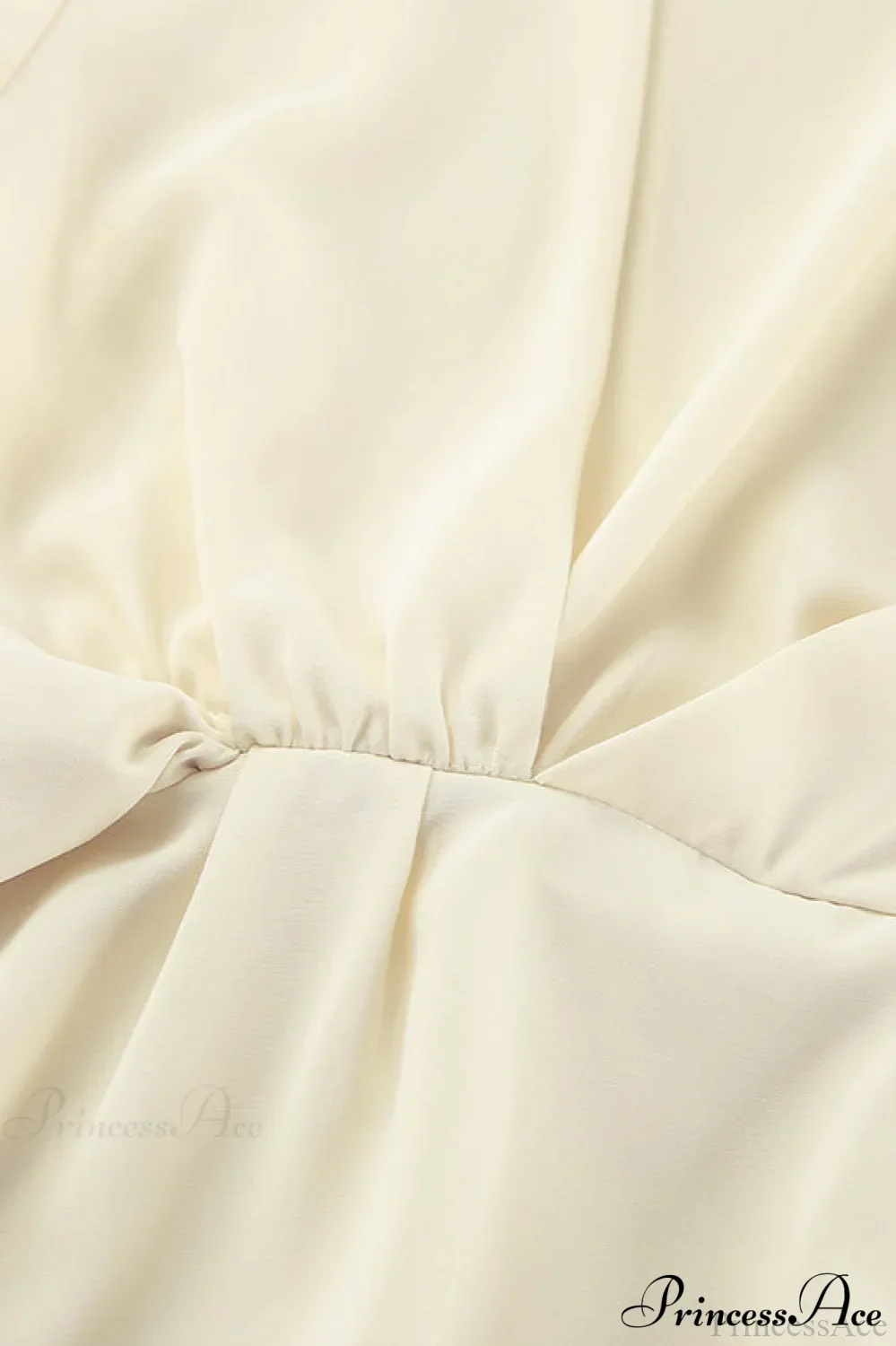 Beige Chiffon Tie Waist Flared Sleeve Blouse - Image 4