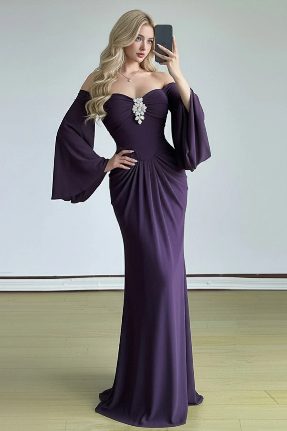 Bell Sleeve Tube Bodycon Prom Dress - Image 2