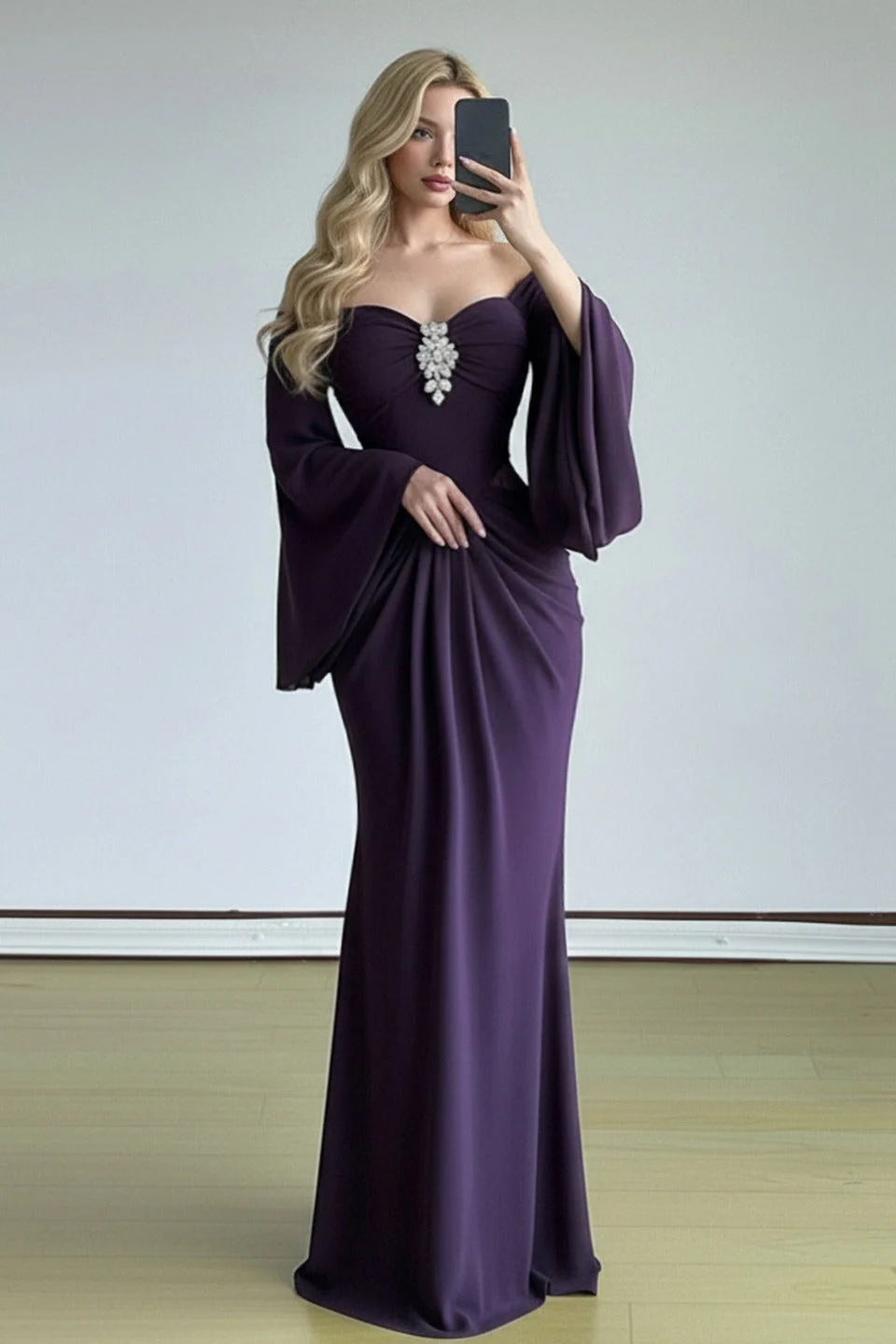 Bell Sleeve Tube Bodycon Prom Dress - Image 3