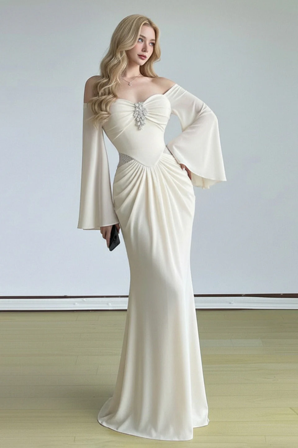 Bell Sleeve Tube Bodycon Prom Dress - Image 5