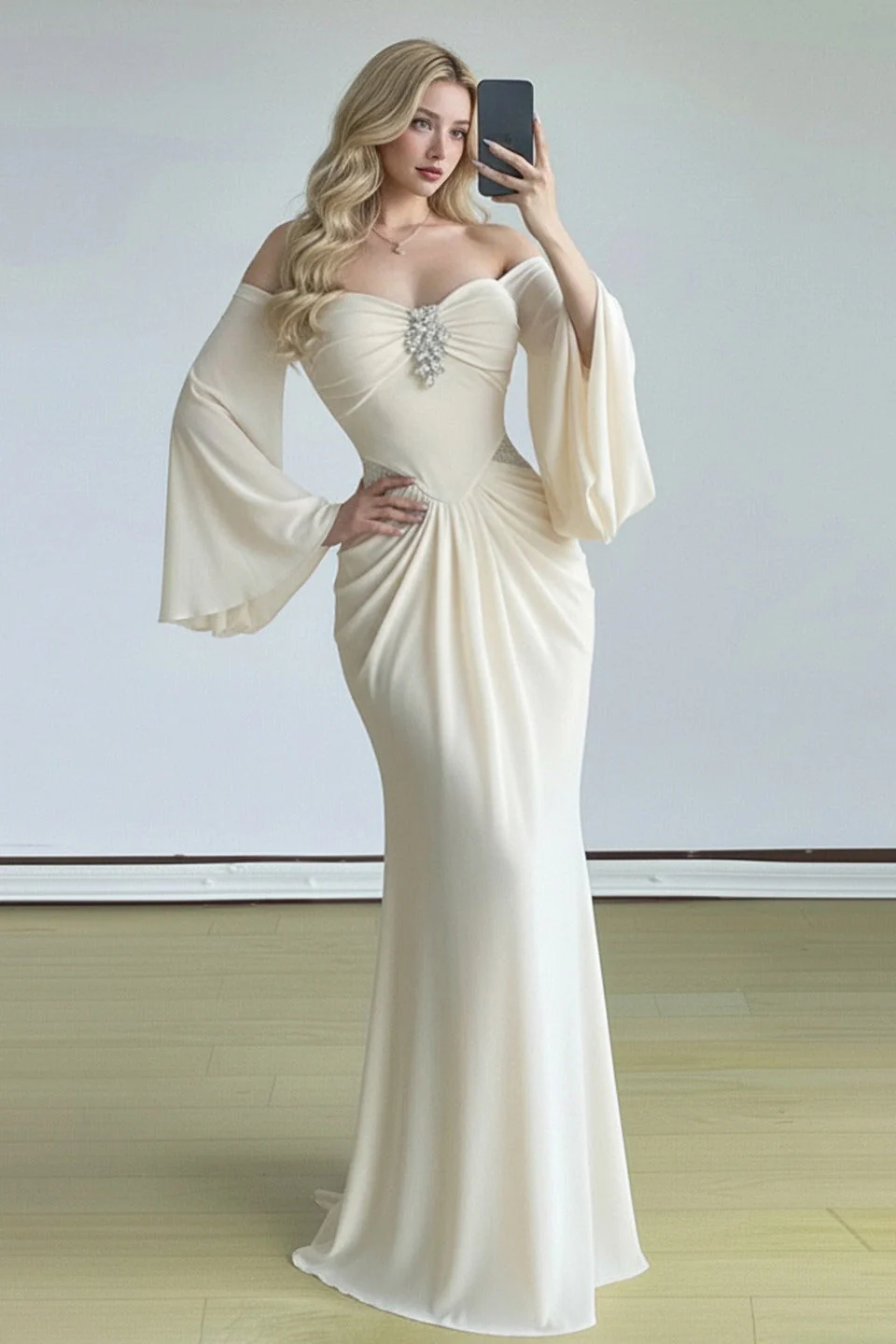 Bell Sleeve Tube Bodycon Prom Dress - Image 6