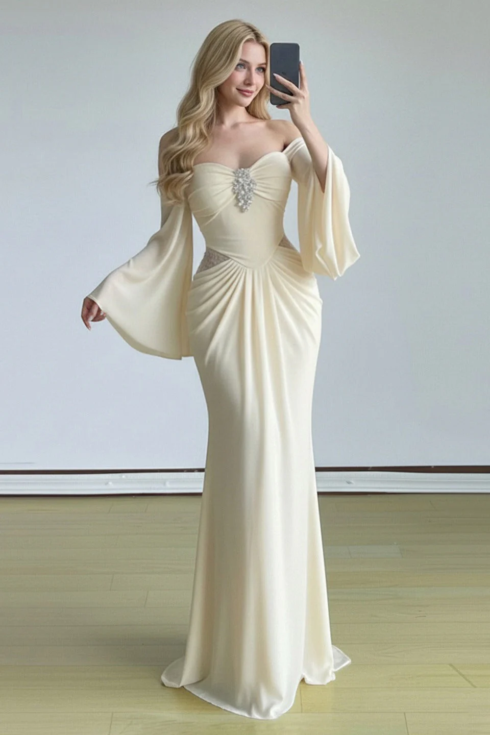 Bell Sleeve Tube Bodycon Prom Dress - Image 7