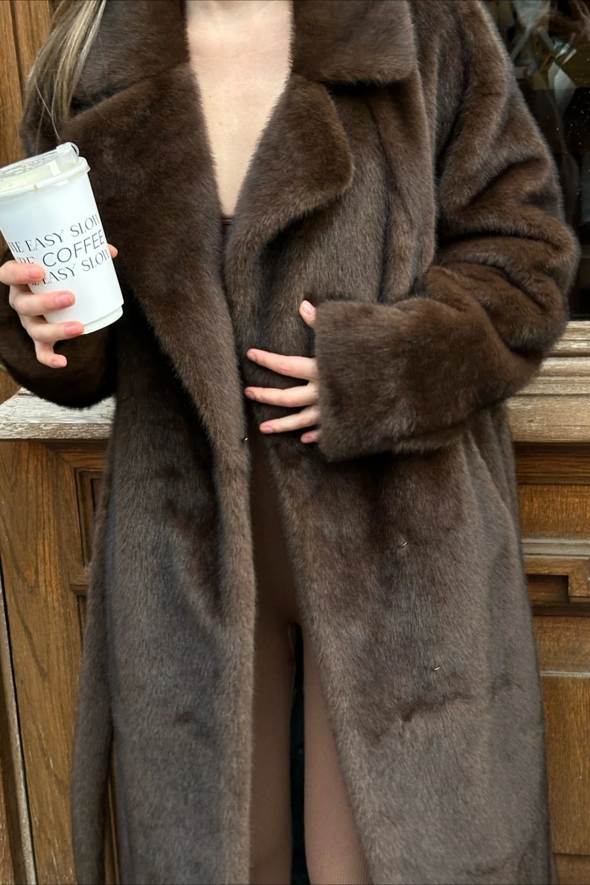 Belted Longline Faux Fur Insulated Overcoat - Image 6