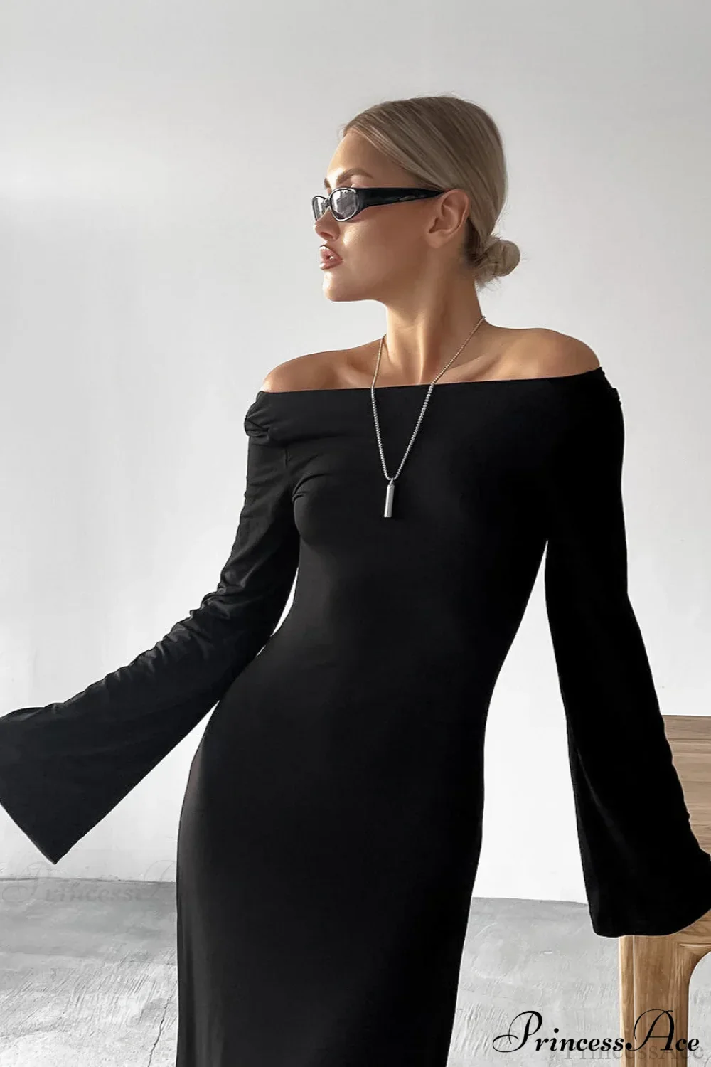 Black Sleek Knit Bodycon Maxi Dress - Image 2