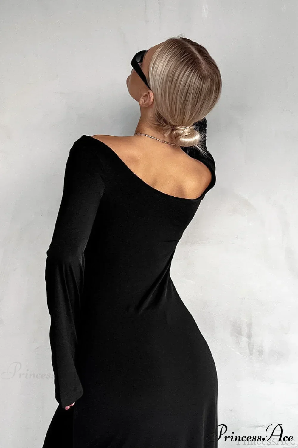 Black Sleek Knit Bodycon Maxi Dress - Image 3