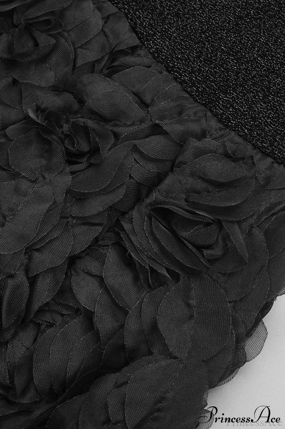 Black Sparkle Silver Thread Rose Hem Party Dress - Image 7