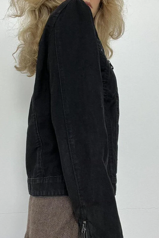 Black Washed Denim Jacket - Image 5