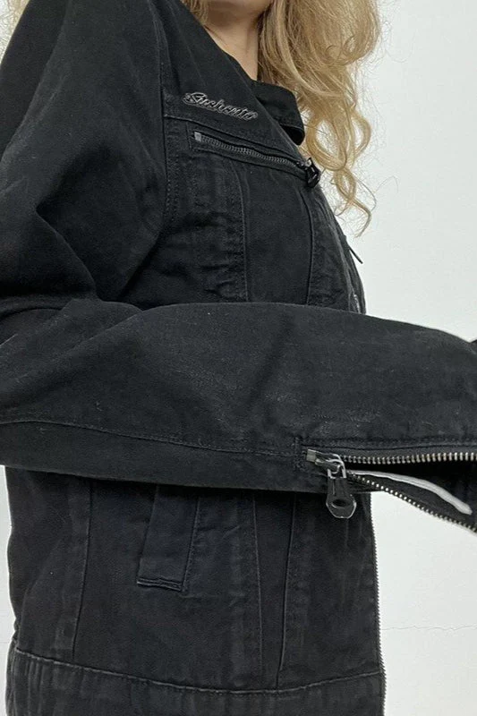 Black Washed Denim Jacket - Image 6