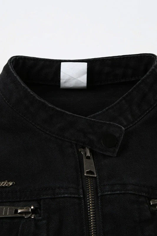 Black Washed Denim Jacket - Image 7