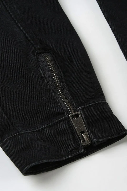 Black Washed Denim Jacket - Image 9