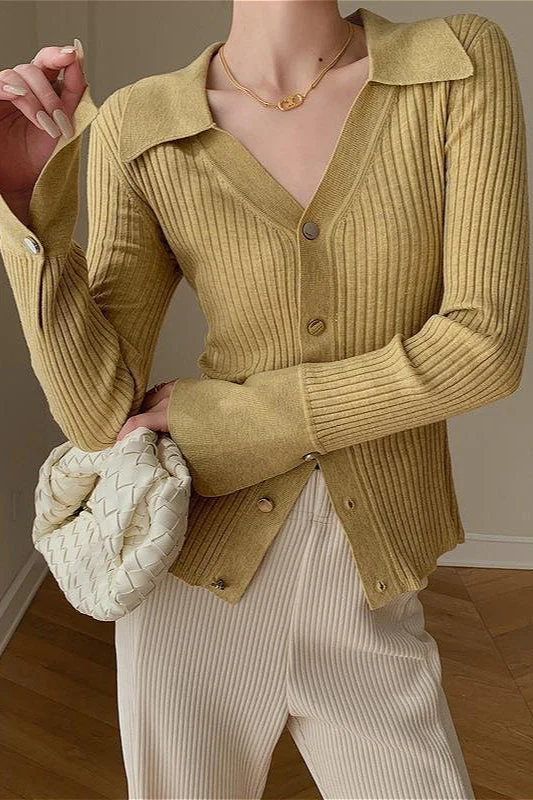Blue V-Neck Stylish Slim Knit Cardigan - Image 3