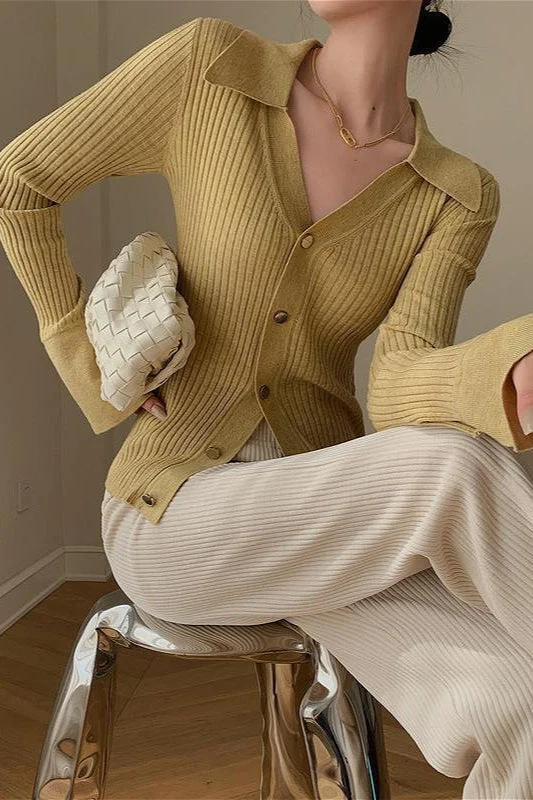 Blue V-Neck Stylish Slim Knit Cardigan - Image 4