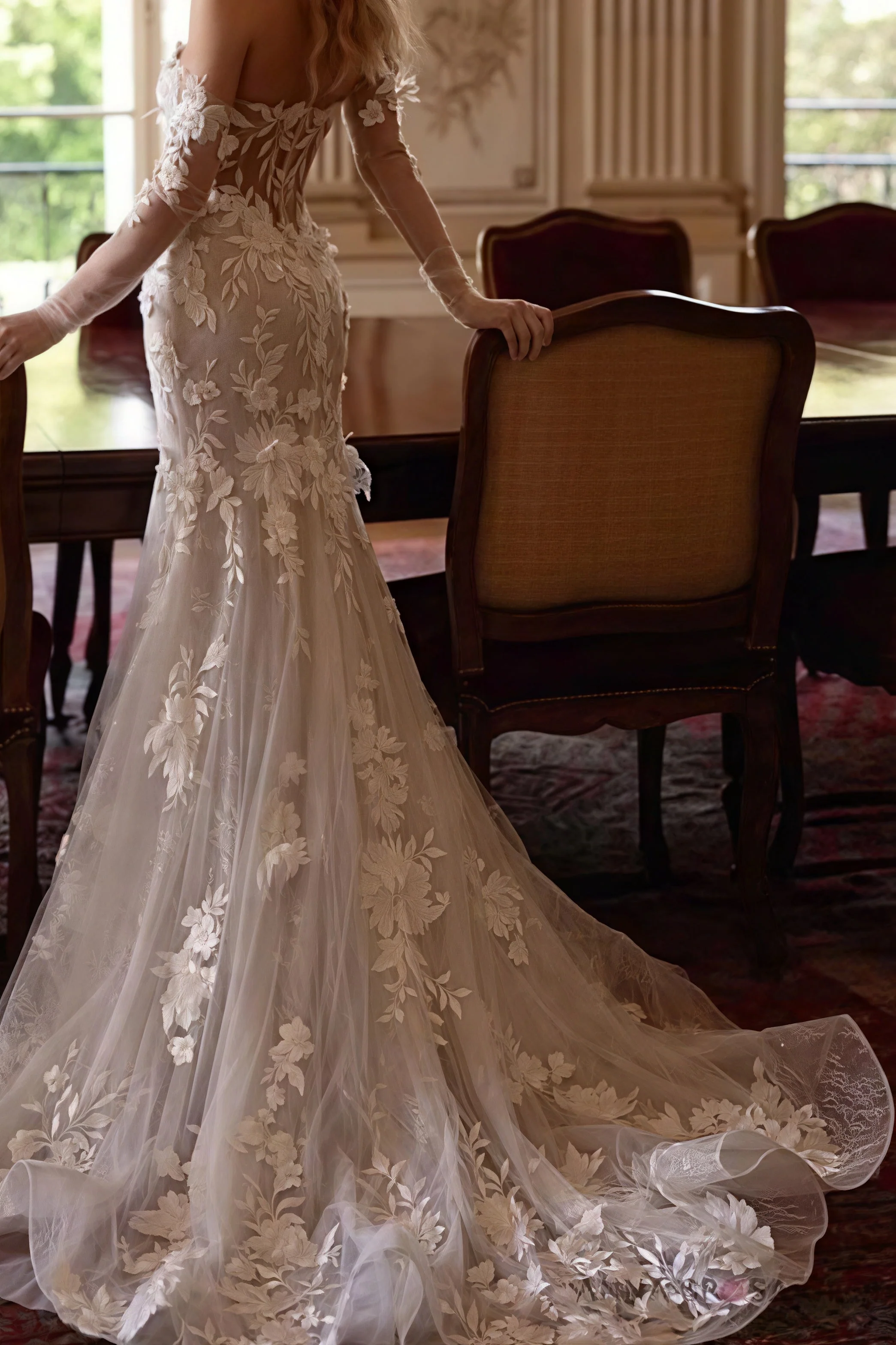 Bohemian Lace Mermaid Train Wedding Dress - Image 4