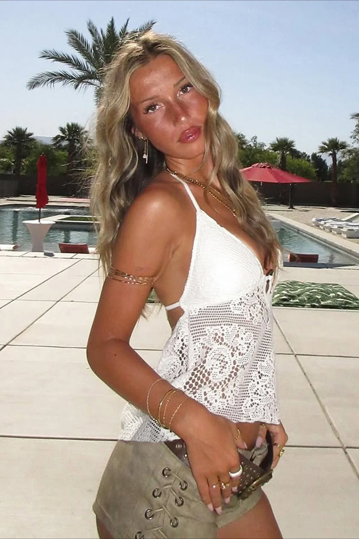 Boho Cutout Sexy V Neck Lace Halter Top - Image 4