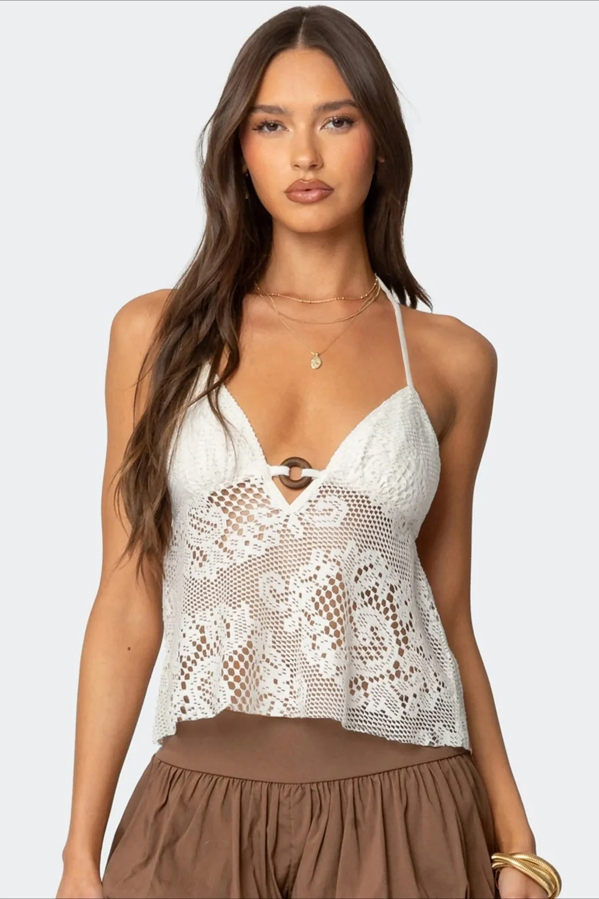 Boho Cutout Sexy V Neck Lace Halter Top - Image 5
