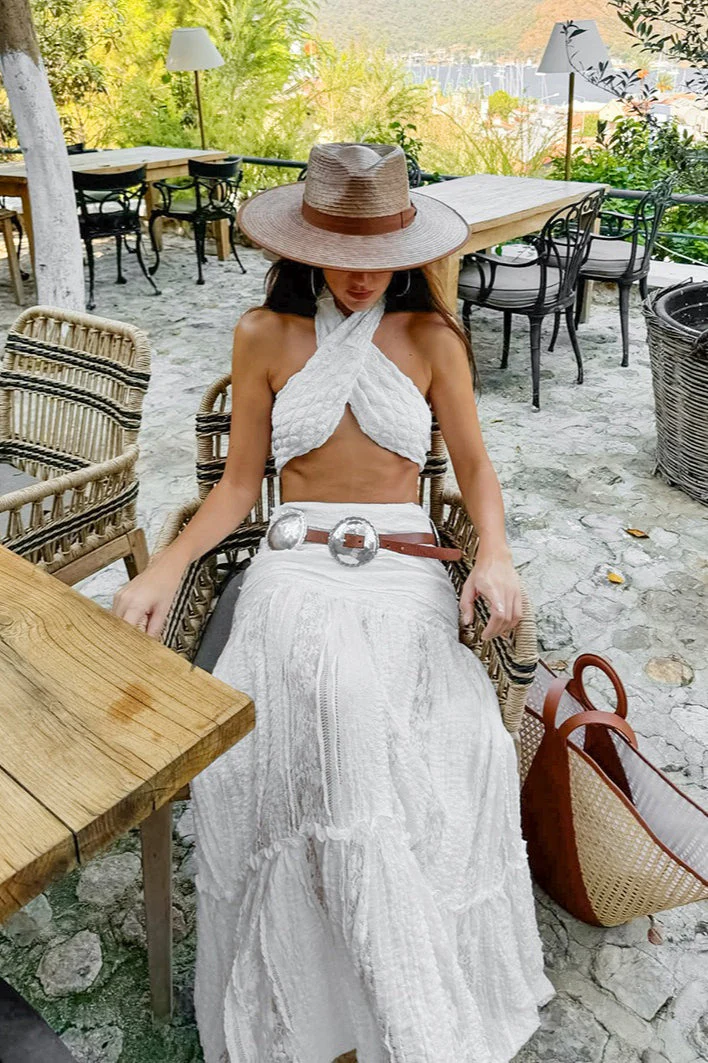 Boho Ivory Lace A-Line Skirt - Image 4