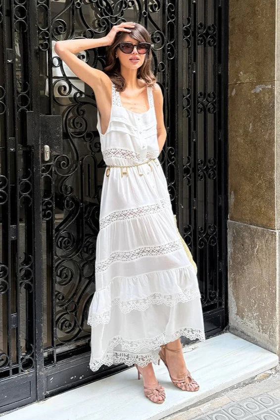 Boho Lace Patchwork Ruffle Loose Maxi Dress - Image 4