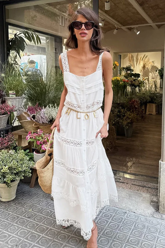 Boho Lace Patchwork Ruffle Loose Maxi Dress - Image 5